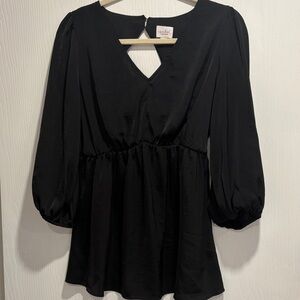 Isabel maternity Black V-Neck Long Sleeve Babydoll Top size small